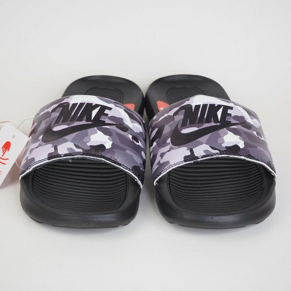 Nike Victori One Sports Slide Print Black Grey Beach Sandals - Picture 3 of 11